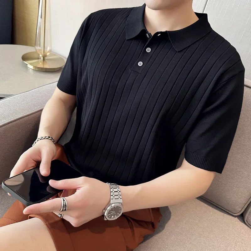 Trendy Slim Fit Polo Shirt for Men with Half Sleeves Fold-over Collar Ideal for Golf and Summer Casual Wear in Green 260305
