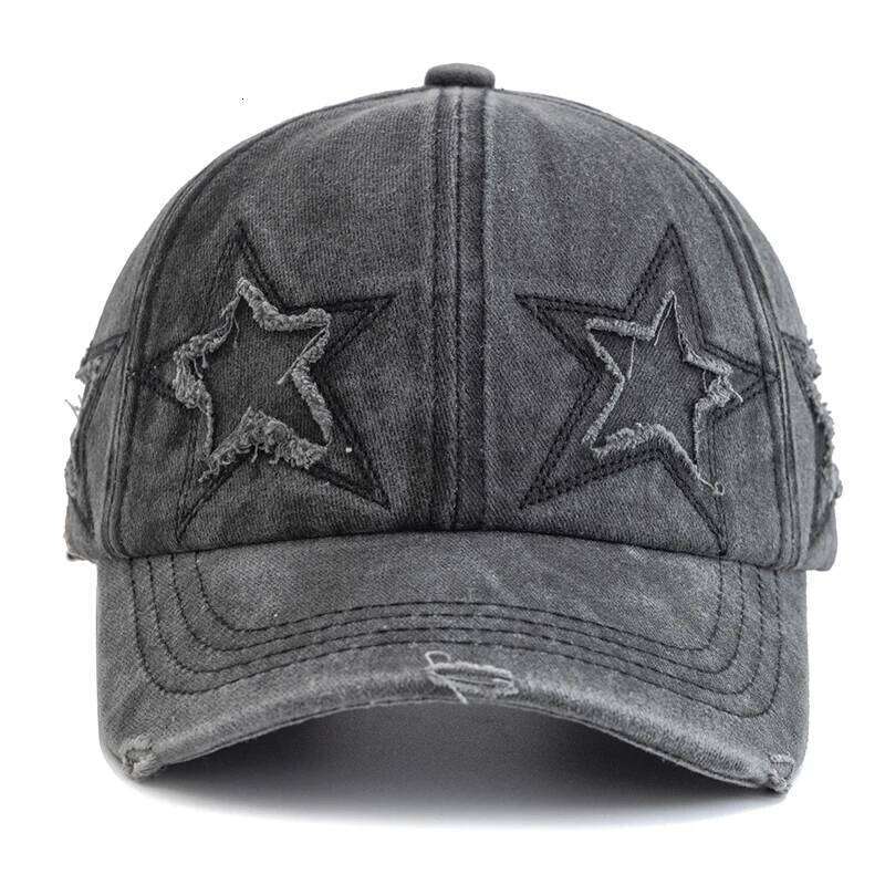 New Women's Five Pointed Star Design Washed Cotton Baseball Cap Fashion Street Dad Hat Y260304