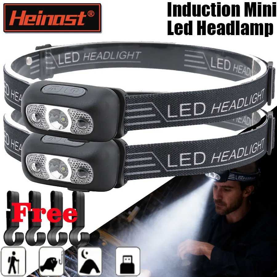 Mini Strong Light Headlamp Portable LED Sensor Industrial Headlamp USB-C Rechargeable Headlight Outdoor Camping Fishing H260307