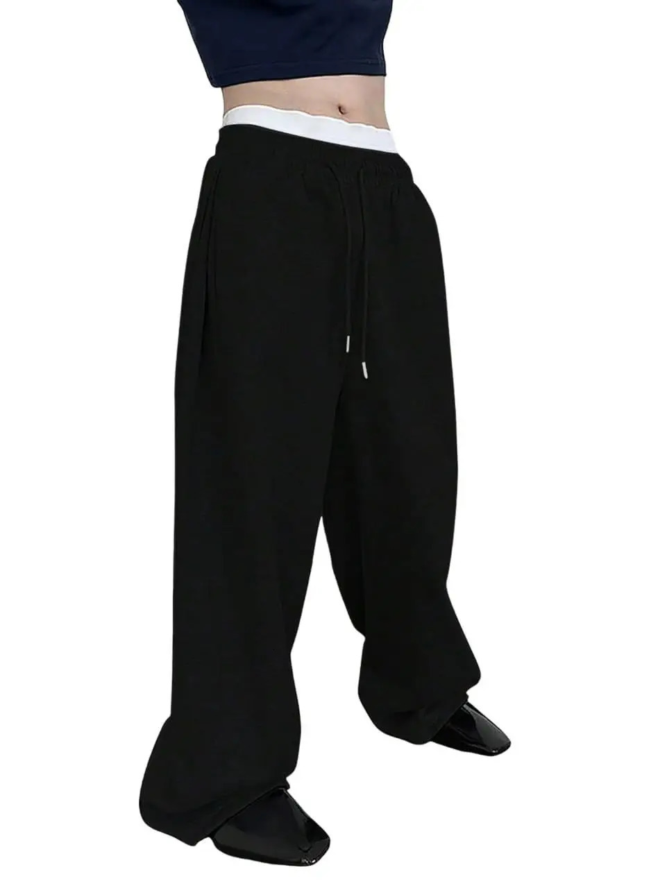 mens wide leg sweatpants European and American womens waist drawstring straight loose casual s 260306