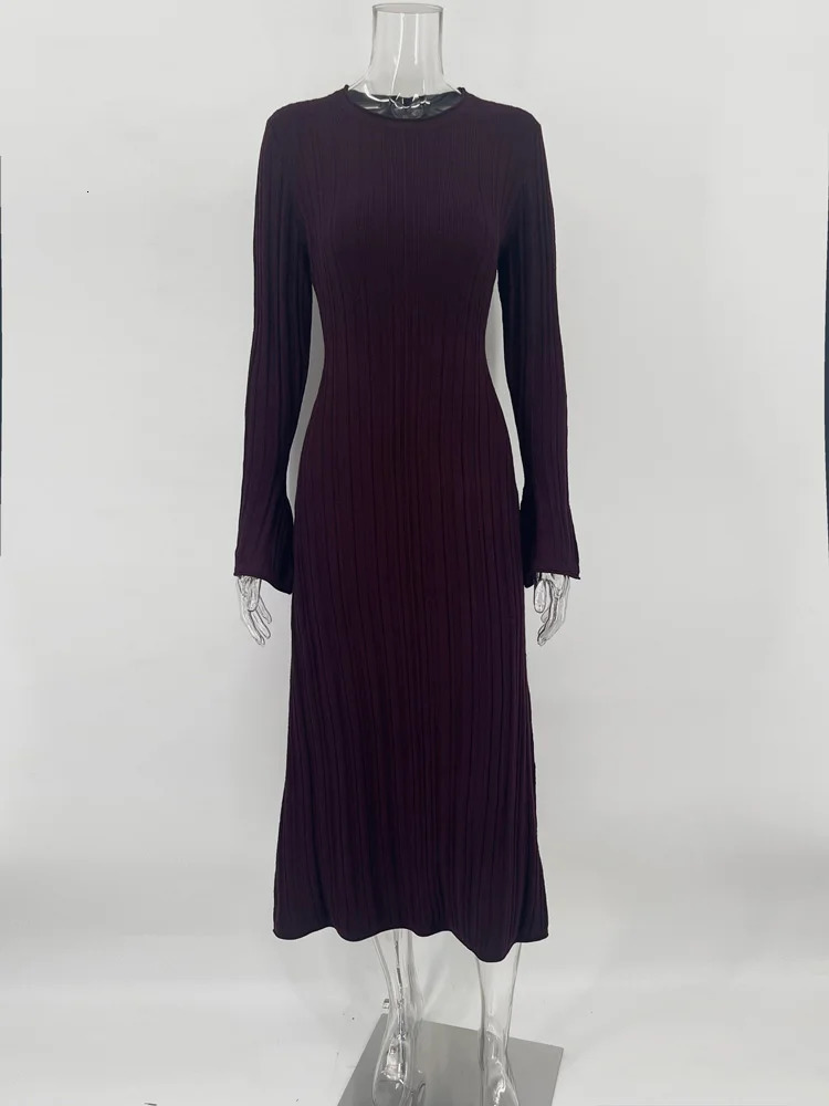 Tossy Knitwear Fashion Loose Maxi Dress Women Lace-Up High Waist Ribbed Long Sleeve Party Dress Female Knit Bandage Long Dress 260306