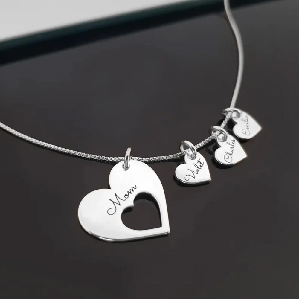 Personalized Name Hearts Necklace For Mom Engraved With Multiple s Names Customized Stainless Steel Jewelry Mothers Day Gift 260302