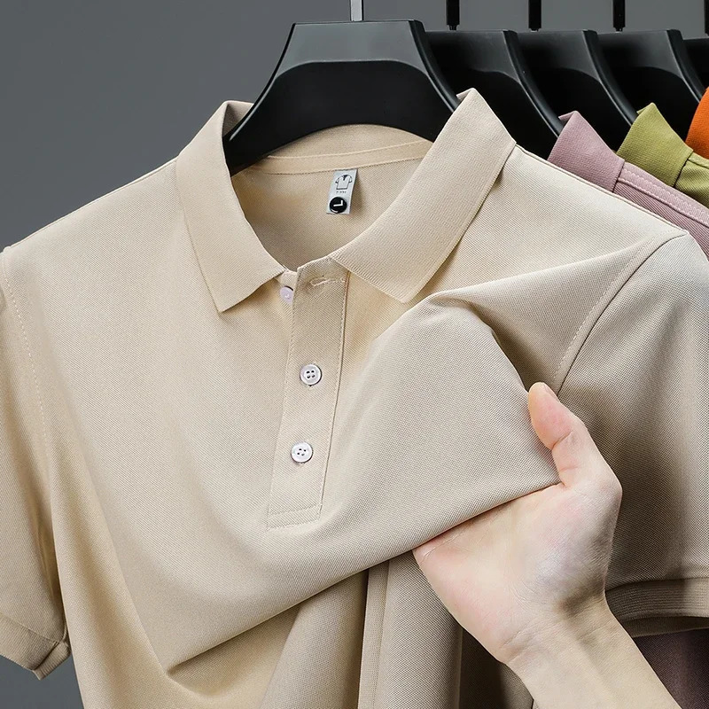 Mens Business Casual Short Sleeved Shirt Solid Color Polo Shirt Fashionable Breathable Comfortable Versatile Top 260305