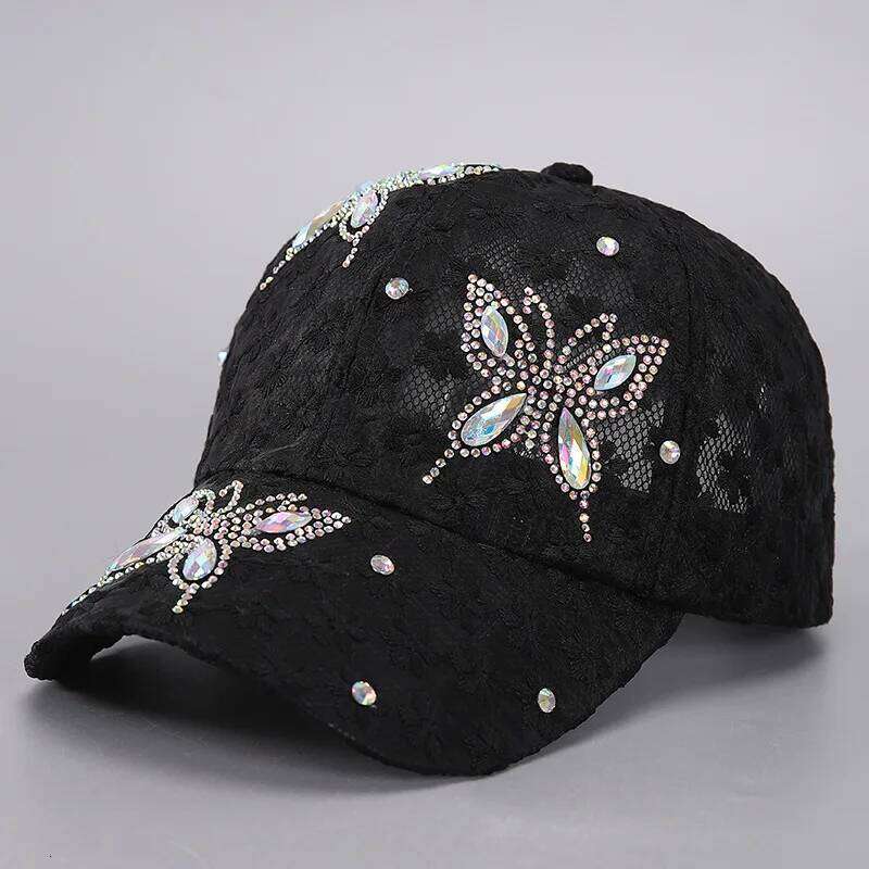 Washed, Versatile For Summer, Women's New Baseball Cap With Diamond Inlaid Denim Duckbill Hat, Outdoor Sunshade Hat Y260304
