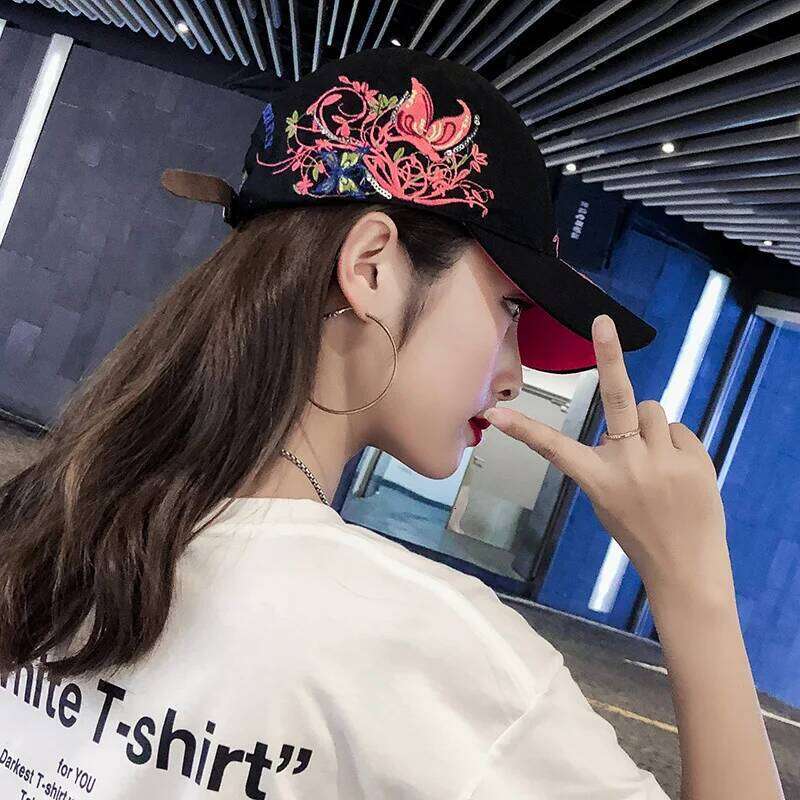 Cap Embroidered Flower Baseball Hat Spring Summer Hats For Women Cotton Snapback Vintage Ethnic Style Sun Visor Y260304