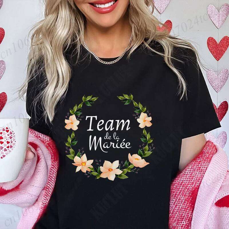 French Bridal Wedding Team T-Shirt Bachelorette Party Tops Flower Crown Graphic Tshirt Evjf Future Bride Bridesmaid Tees XJ260306 XJ260306