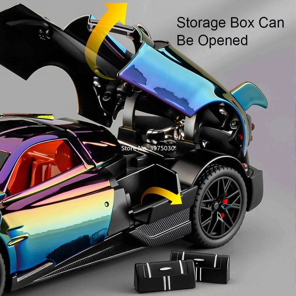 1:24 Pagani Huayra BC Vision GT Toys Alloy Cars Wheel Pull Back Car Rubber Tires Miniature Vehicles Model Collectible Item Z260307