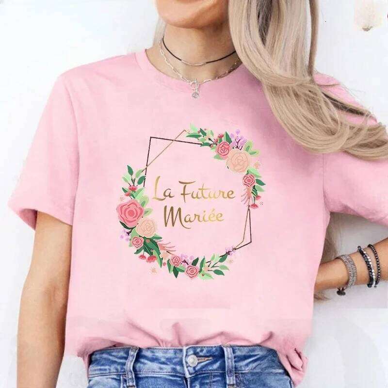 Flower Wreath Team T-shirt French Bridal Wedding Tops Single Farewell Bachelorette Party Tee EVJF Future Bride To Be Shirt XJ260306 XJ260306