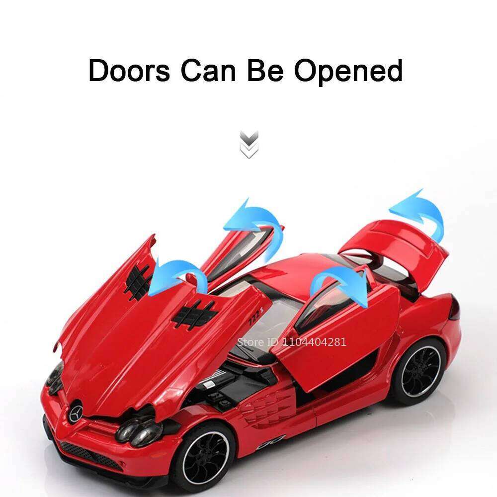 1:32 SLR 772S Diecast Alloy SLS Models Car Toys with Sound Light Pull Back Doors Opened Sports Cars Fashion Ornament Boys Gifts Z260306