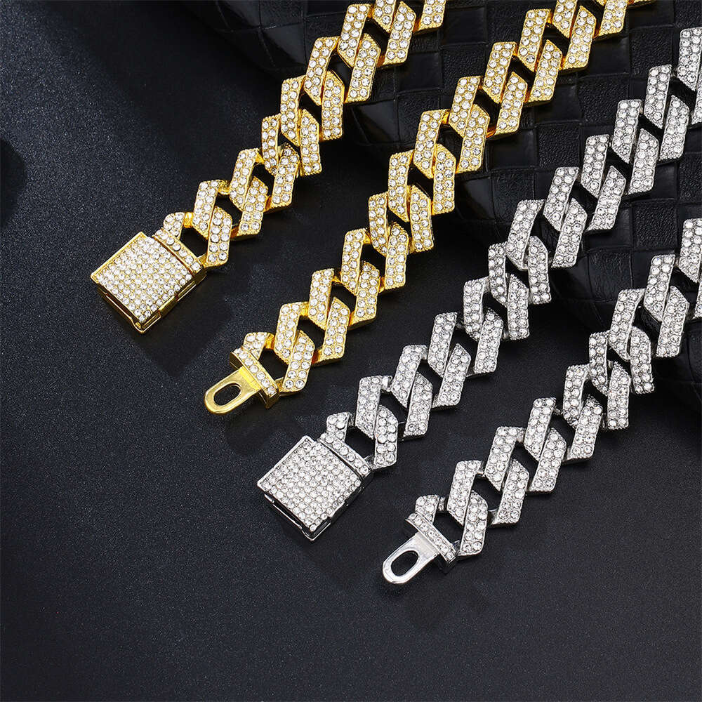 Cuban Chain 15mm Fashionable High-Quality Full-Diamond Necklace Hip-hop Jewelry Wholesale from Factory