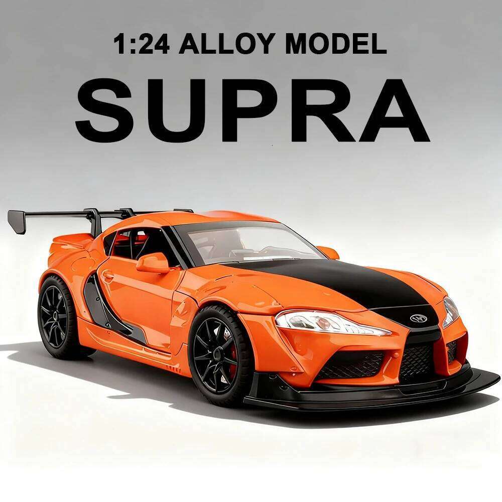 1:22 Supra GTR Alloy Diecasr Sports Car Model Toys 4 Doors Opened with Sound Light Pull Back Miniature Vehices Popular Ornaments Z260307