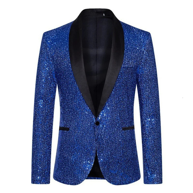 Multi Colors Mens Pearl Plate Suit Sequin Blazer Blue Silver Red Sparkly Glitter Jacket Wedding Party Stage Clothes for Men 260306