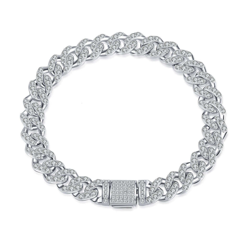 European and American alloy Cuban chain, full diamond, high-quality diamond-studded men's hip-hop style bracelet, cross-border bestseller launch