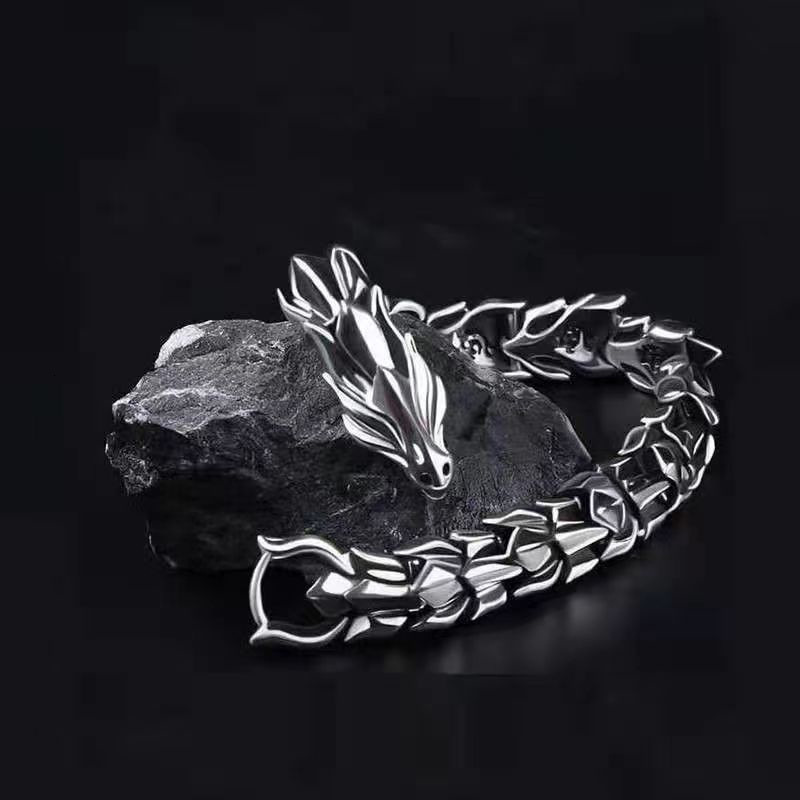 Luxury Brand Designer Jewelry Hot-Selling European And American Retro Dragon Head Multi-Color Hand Jewelry Bracelet Dragon Lin Metal Dragon Bone Pu