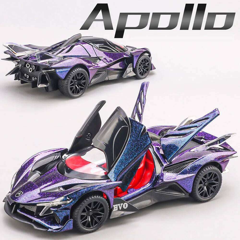 1:32 Apollo EVO Bolide Supercar Model Toys Alloy Diecast Cars Rubber Tires Metal Body Doors Opened Sound Light Vehice Child Gift Z260307