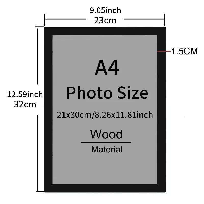 9x11 frame Black White Wooden showcase Photo Frame 21x30cm A4 Poster Canvas Painting Display Stand Picture Wall Decor Frames H260306