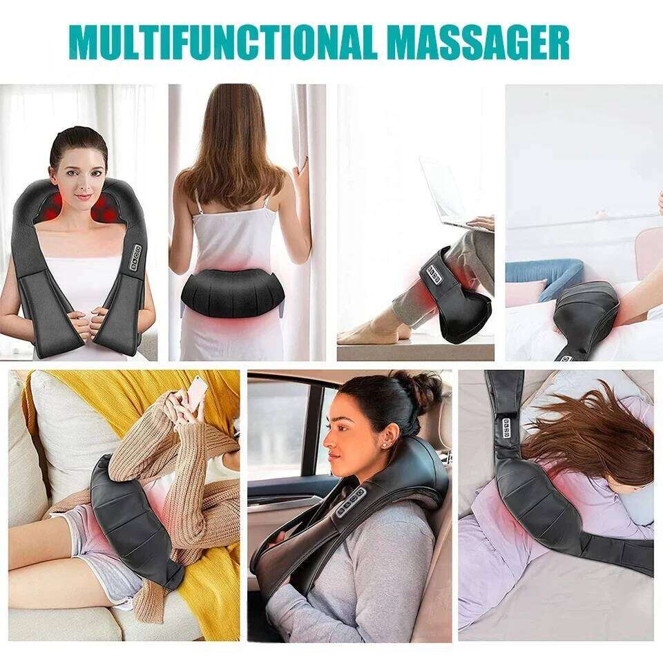 Shiatsu and Shoulder Heated Back Massager U Shape Deep Kneading Electric Massage Pillow For Neck Waist Leg Body 26Y0307