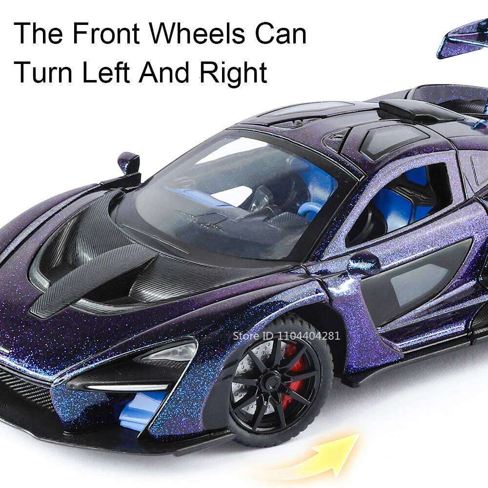1:24 Senna Lambor Revuelto Alloy Model Toy Diecast Car Door Opened Sound Light Pull Back Front Wheel Steering Vehice Friend Gift Z260307