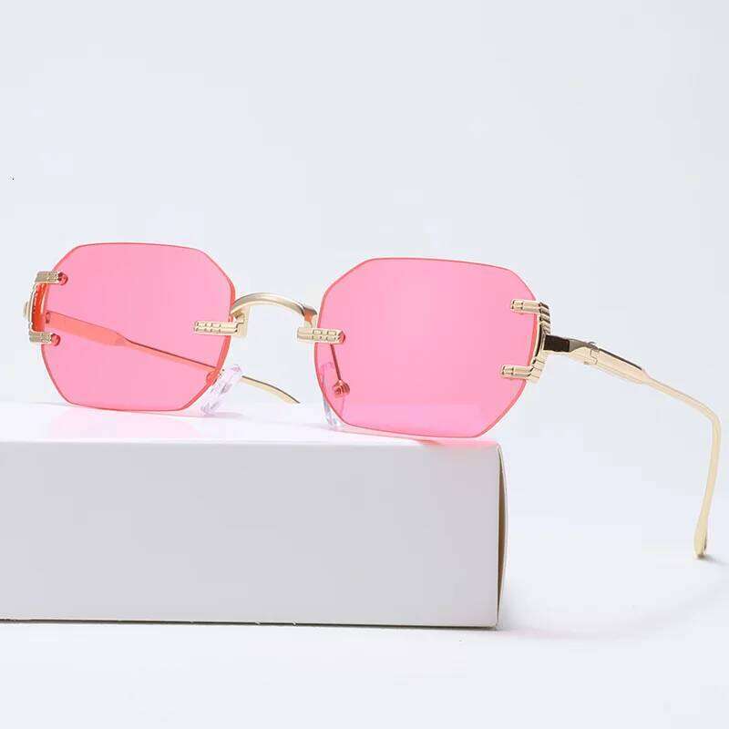 Rimless Sunglasses Rectangle Fashion Popular Women Men Shades Small Square Sun Glasses For Female male Summer Traveling Oculos 26Y0302