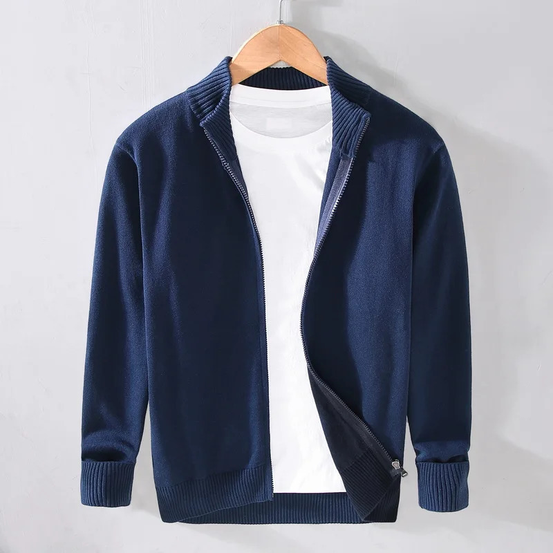 8505 Men Knitted Sweater Cardigan Slim Fashion Basic Business Casual Gentlemen British Style Simple Vintage Handsome Knitwear 260306
