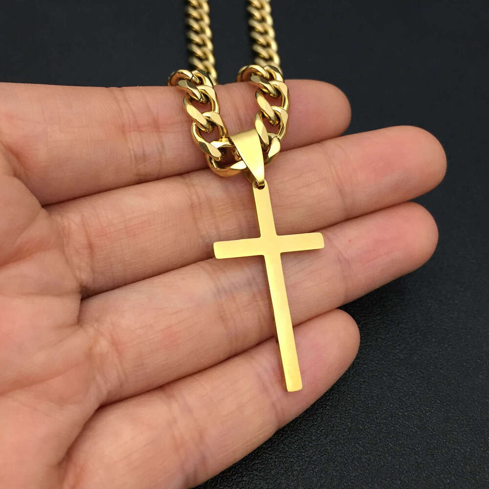 Minimalist Cross Titanium Steel Unisex Hip Hop Cuban Chain Personalized Pendant Necklace High-Quality Item for Dropshipping