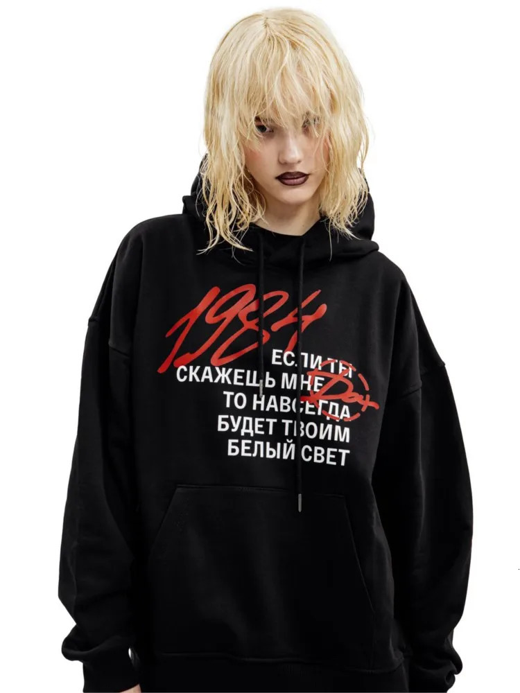 Harajuku Streetwear Pullovers Mens Hoodies 1984 Graphic Letter Print Hooded Loose Sweatshirts Hip Hop Aesthetic Tops Gothic Y2k 260304
