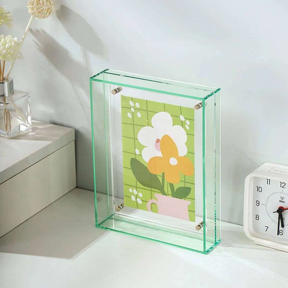 1pc Acrylic Photo Frame Plastic Rectangle Hollow Picture Frames Two Side Case Transparent Drawing Framework Home Decorations H260306