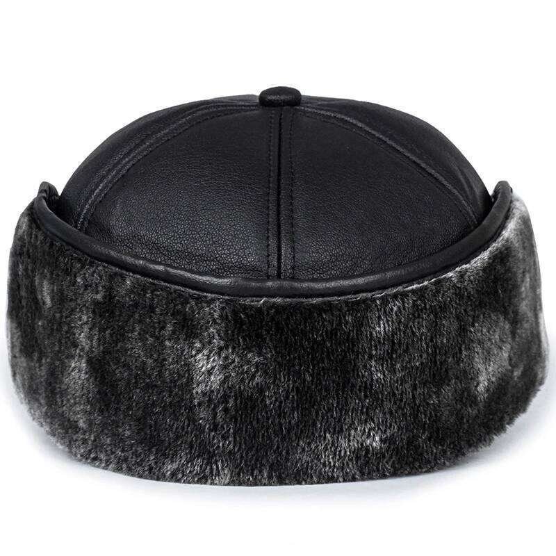 New Men's Imitation Leather Baseball Fashion Ear Protection Cap, Winter Outdoor Warm Hat, Elderly Hat Y260304