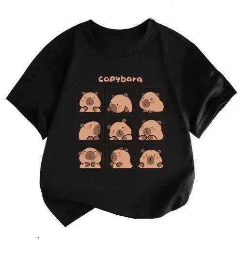 Summer New Trend Capybara Printing Children's Short-Sleeved Cute Comfortable Versatile Boy and Girl T-Shirt XJ260306 XJ260306