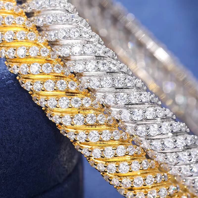 New Popular Mossanite 8mm Iced Out VVS Diamond Hip Hop Bracelet Jewelry Pure Silver Moissanite Bracelet Bangle