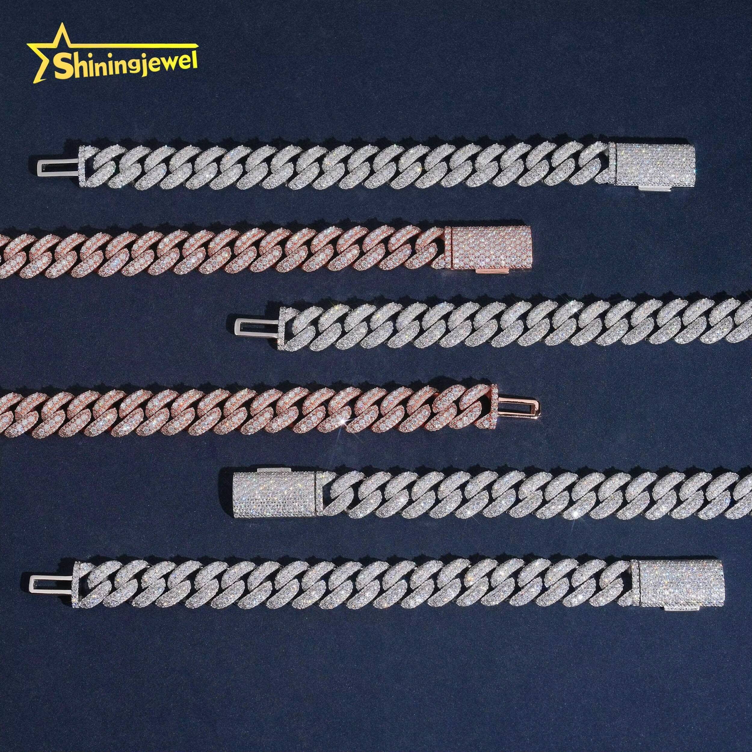 USA Warehouse Fast Shipping 925 Sterling Silver 13mm Hip Hop VVS Moissanite Iced Out Cuban Link Chain
