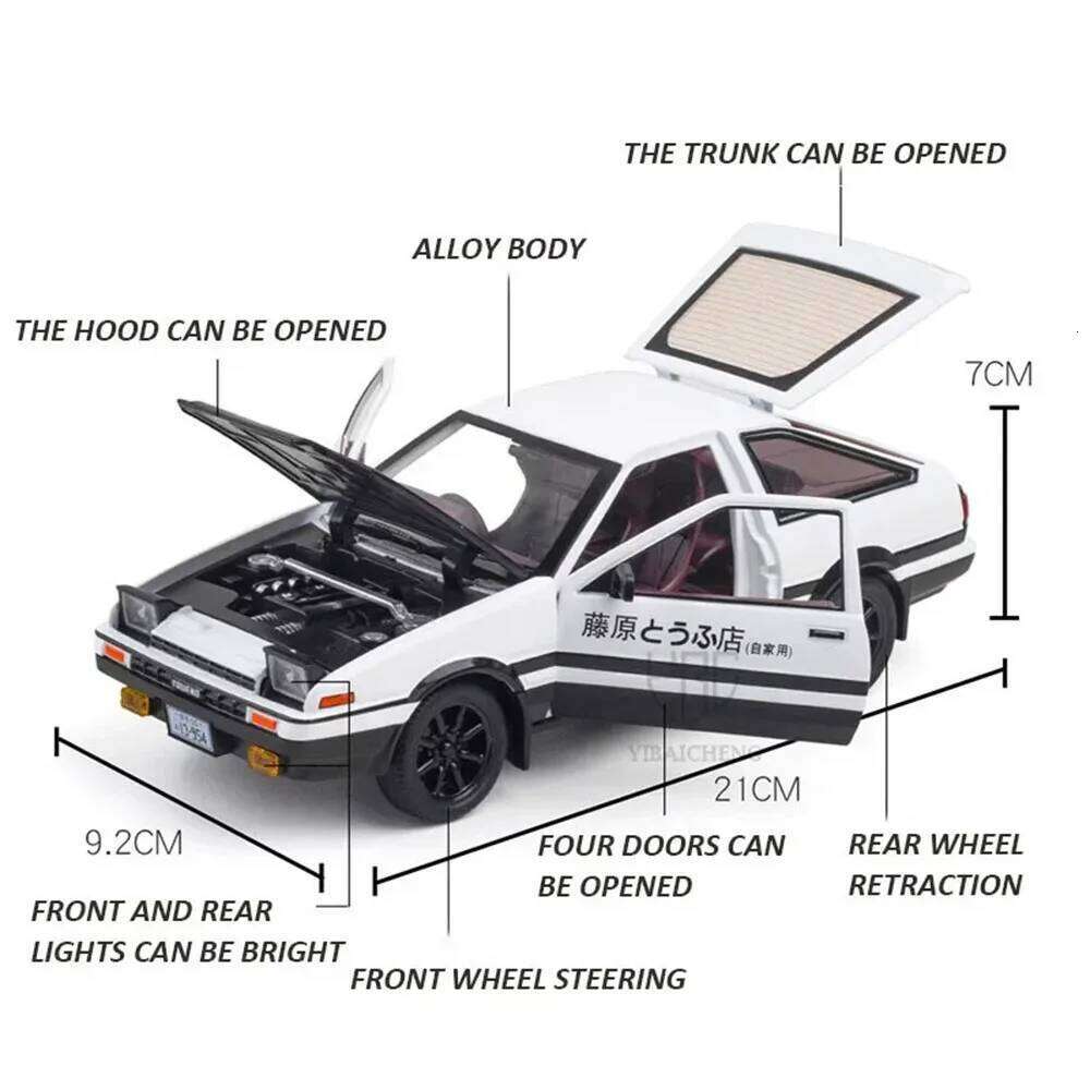 1:24 TUNDRA AE86 Alloy Cars Models Diecast Toys Vehicles with Pull Back Sound Light Simulation Miniature Car Toy Kids Boys Gifts Z260307