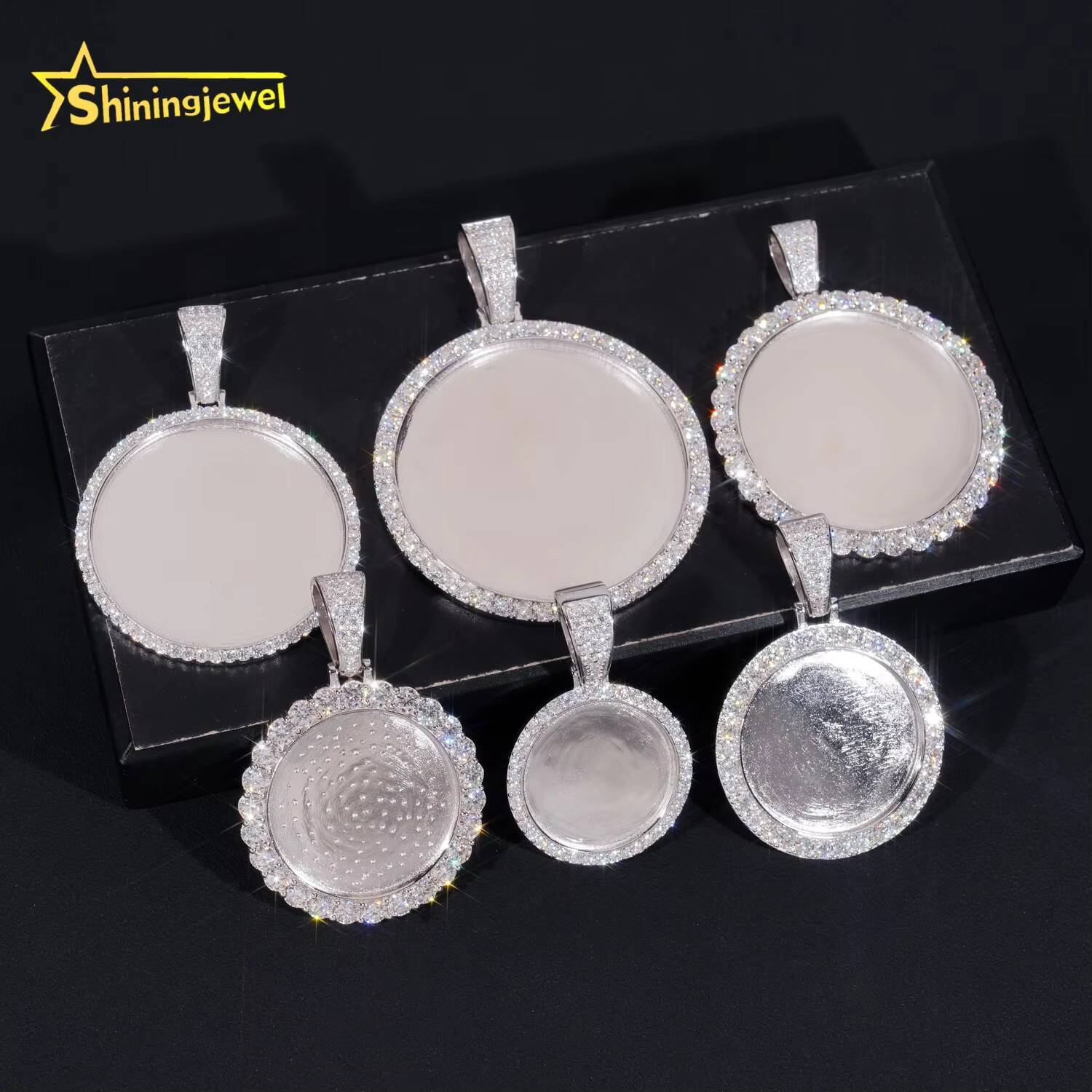 Ready to Ship Moissanite Memory Pendant S925 Gold Plated Moissanite Pass Diamond Test Moissanite Hip Hop Jewelry