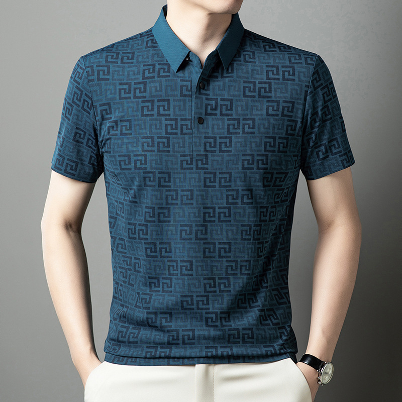 Luxury Designer Clothes 2025 Summer Mens Casual Seamless T-Shirt Fashion POLO Shirt Comfortable Versatile Short Sleeve Mens Clothing Ice Silk Breathab