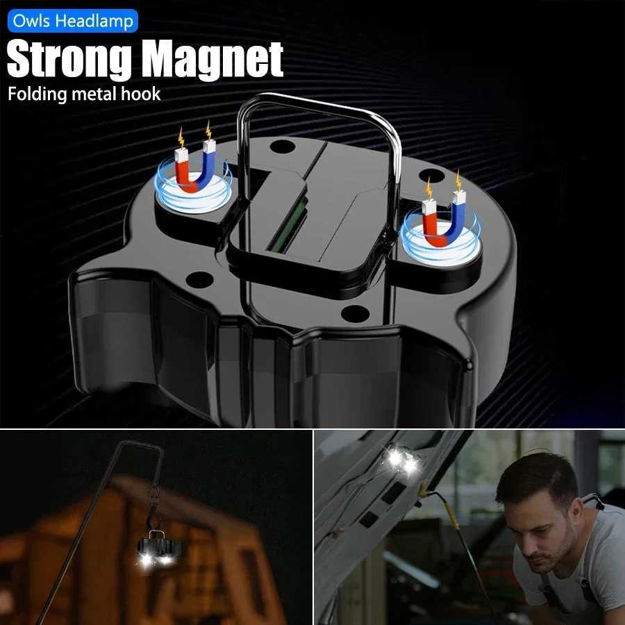 OWL COB Headlamp Magnetic Work Light Rechargeable Working Led Usb Flashlight Headlamps High Power Portable Headlight for Running H260307