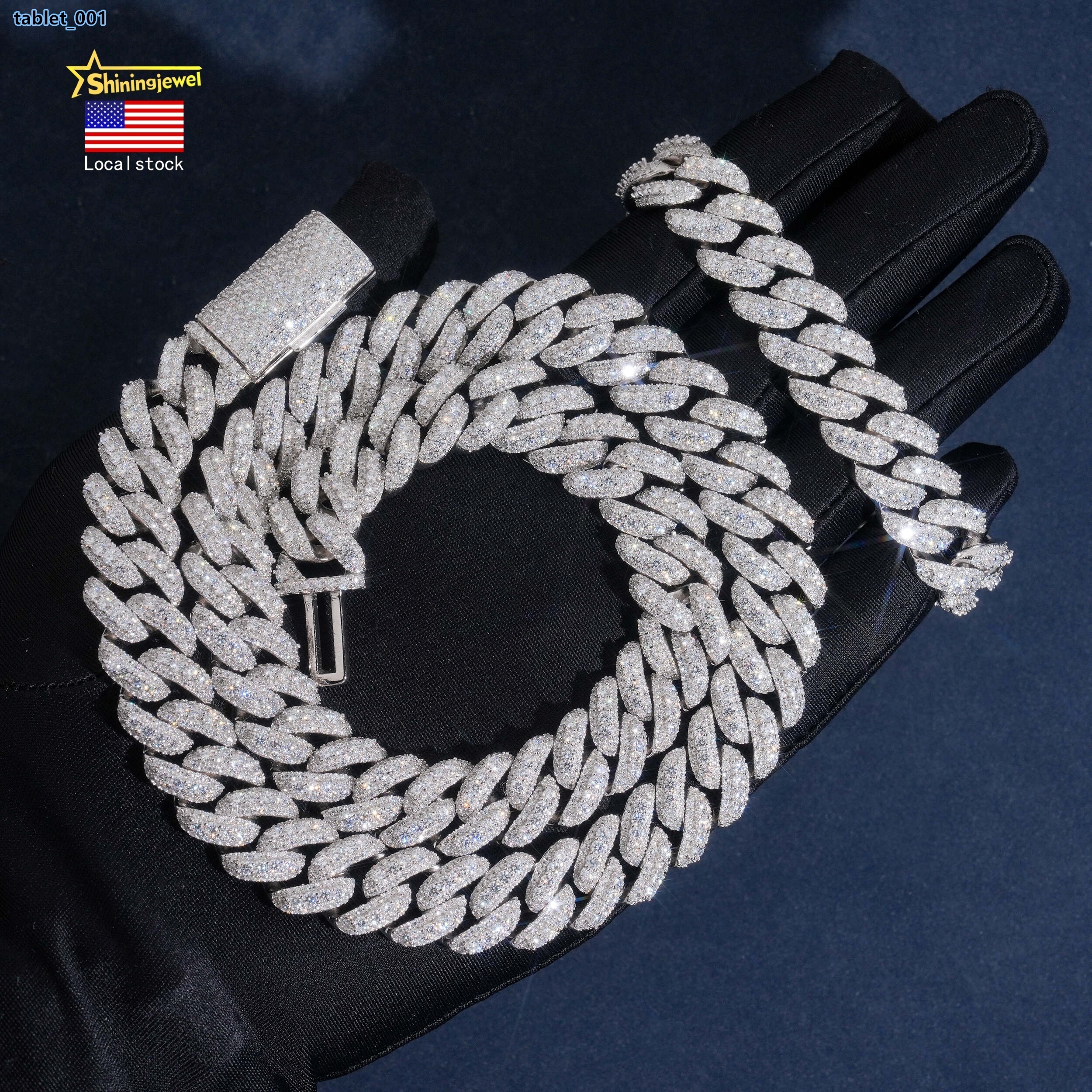 USA Warehouse Fast Shipping 925 Sterling Silver 13mm Hip Hop VVS Moissanite Iced Out Cuban Link Chain