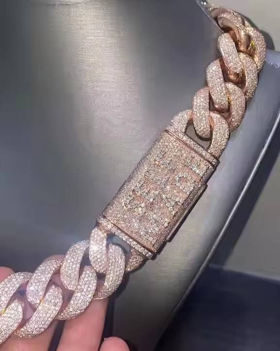 Iced Out Lab Moissanite Diamond Cuban Link Chain Luxury Hip Hop Customized Wedding Jewelry Best Gift for Men