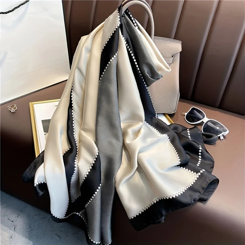 2024 Silk Scarves Women Hijab Scarf Floral Foulard Femme Shawls Wraps Silk Bandana Head Scarf Hijab Beach Poncho 260302