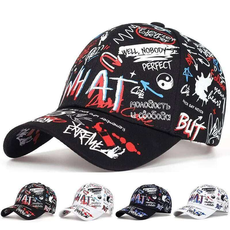 Men's women's spring autumn Korean graffiti letter printed baseball caps, men's sun protection and sunshade hats, outdoo Y260304