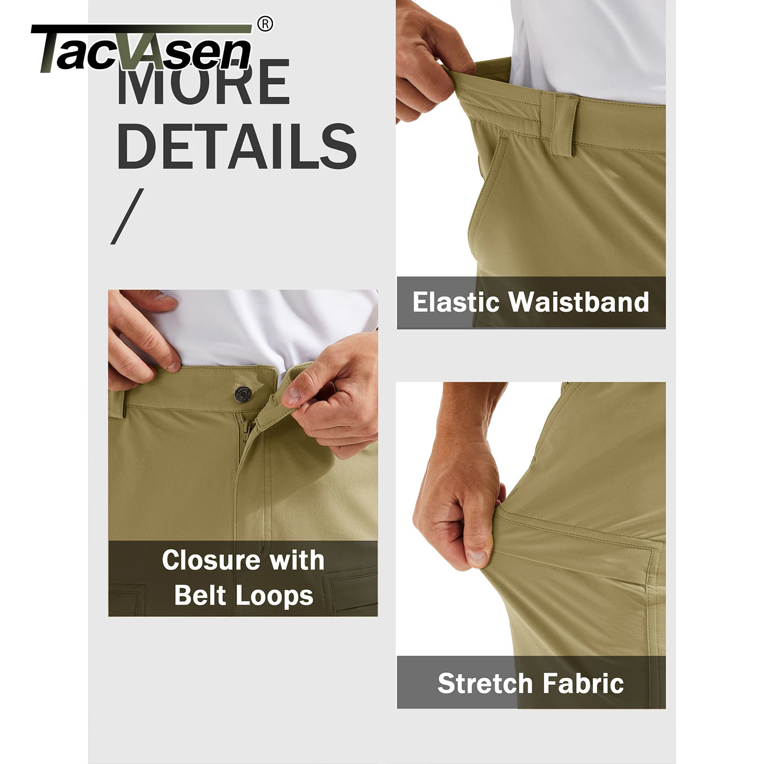 TACVASEN Mens Hiking Pants Lightweight Quick Dry 7 Pockets Travel Pants for Men Water Resistant Ripstop Work Fishing Cargo Pant 260305