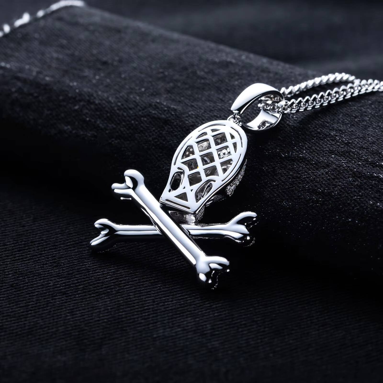 Design Full Pave Moissanite Pendant Necklace in S925 Sterling Silver Edgy Hop Mens Jewelry for Wholesale
