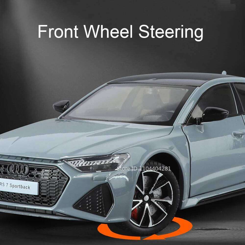 1:24 RS7 A6L Model Toy Diecast Alloy Car Front Wheel Steering Sound Light Pull Back Doors Opened Miniature Vehice Boy Adult Gift Z260306