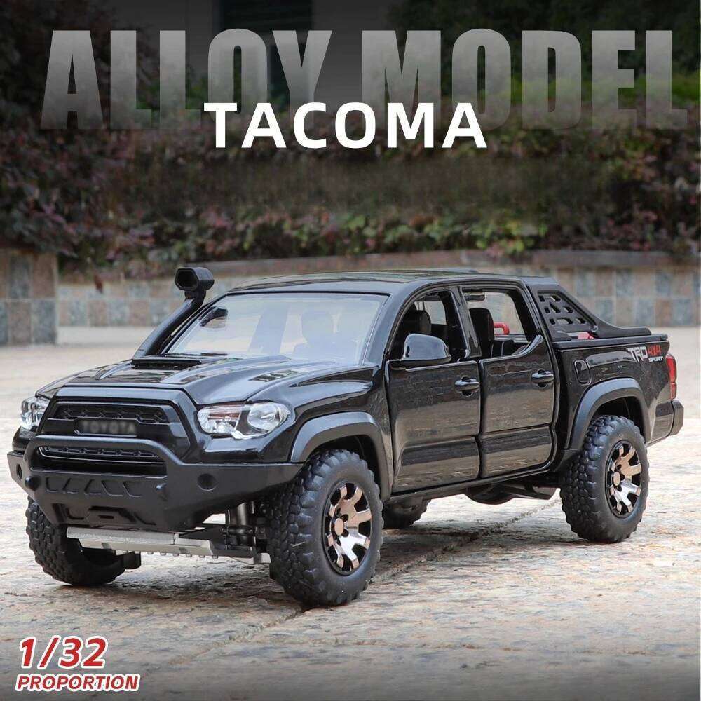 1: 32 Tacoma RAM Mammoth Alloy Off-road Vehicle Diecast Model Toys Car Sound Light Pull Back Doors Opened Ornament for Boy Gift Z260306