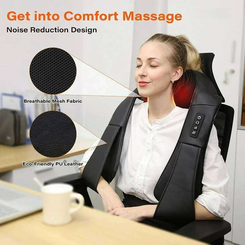 4D Shiatsu Neck and Shoulder Massager With Heat Electric Back Massagers Kneading Massage Pillow Full Body Muscle Home Car Use 26Y0307