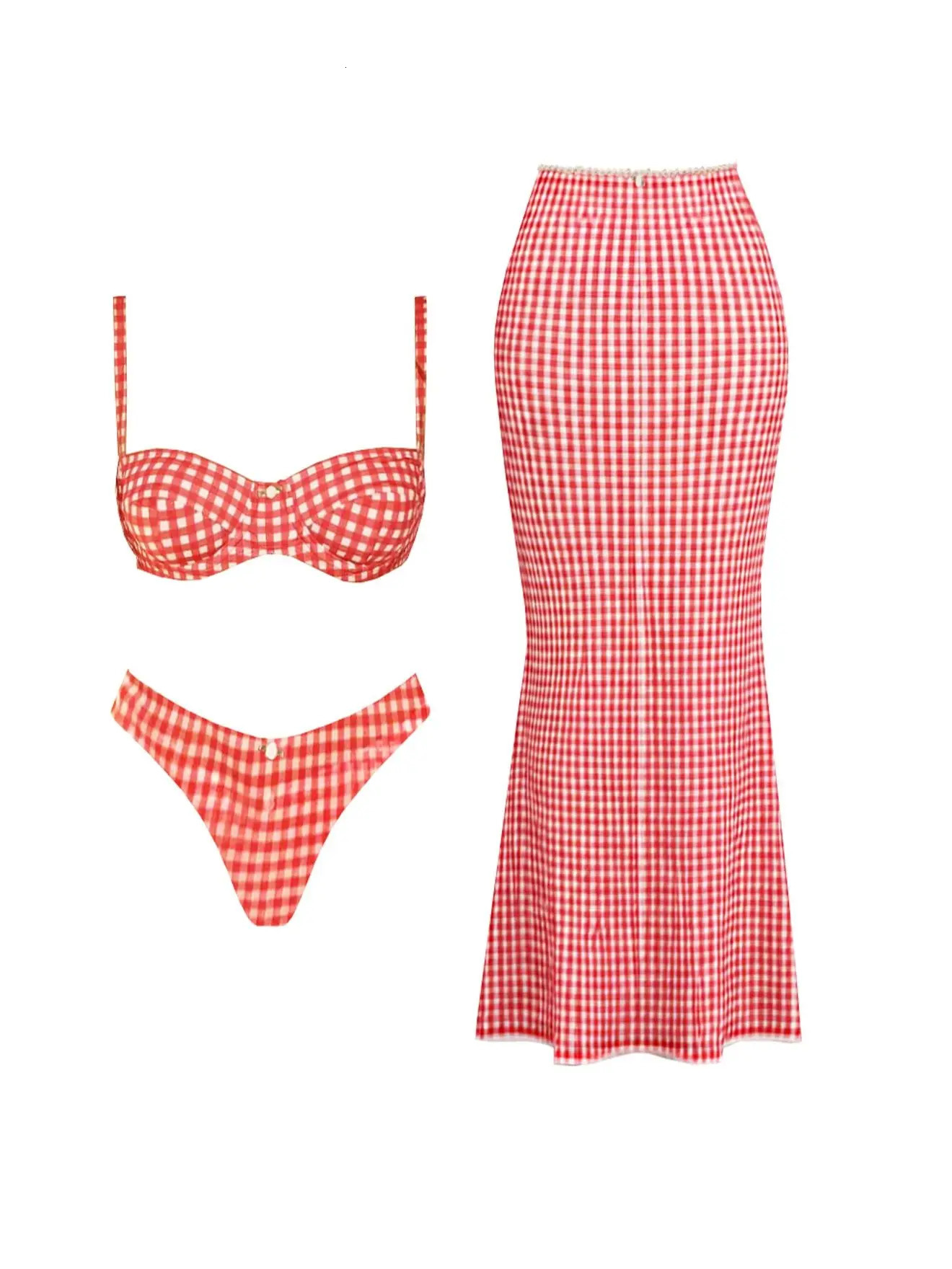 Sexy Print 3 Pcs Bikini With Skirt Mesh Halter Set Summer Women White Tube Top with Suit Female 260306