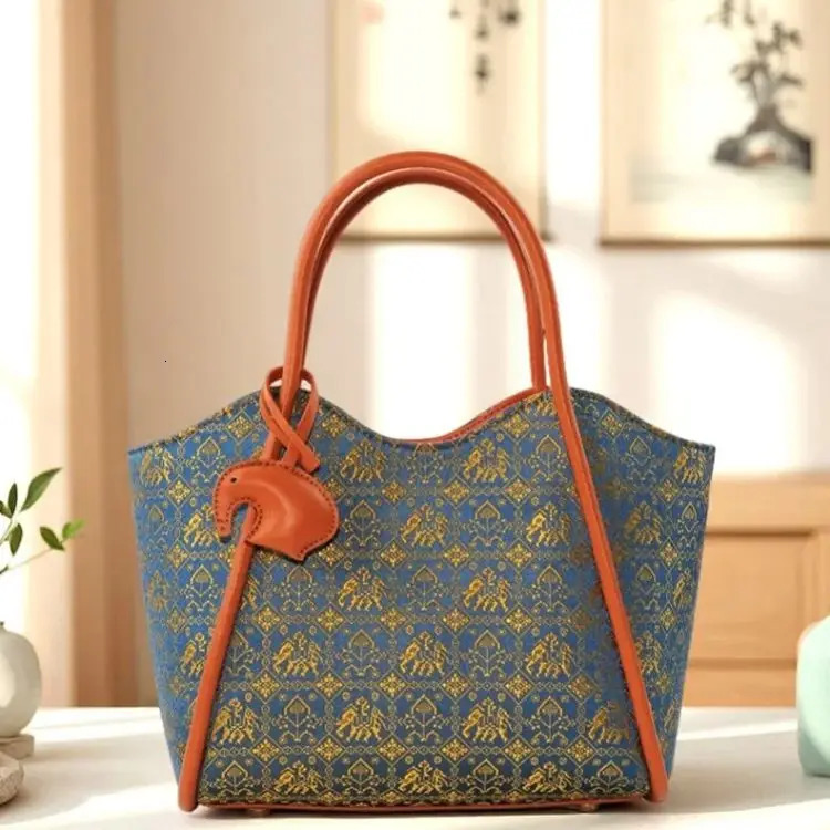 Original n Womens Handbag SoftPatterned Spacious Capacity Durable ChineseStyle Tote Bag 260307