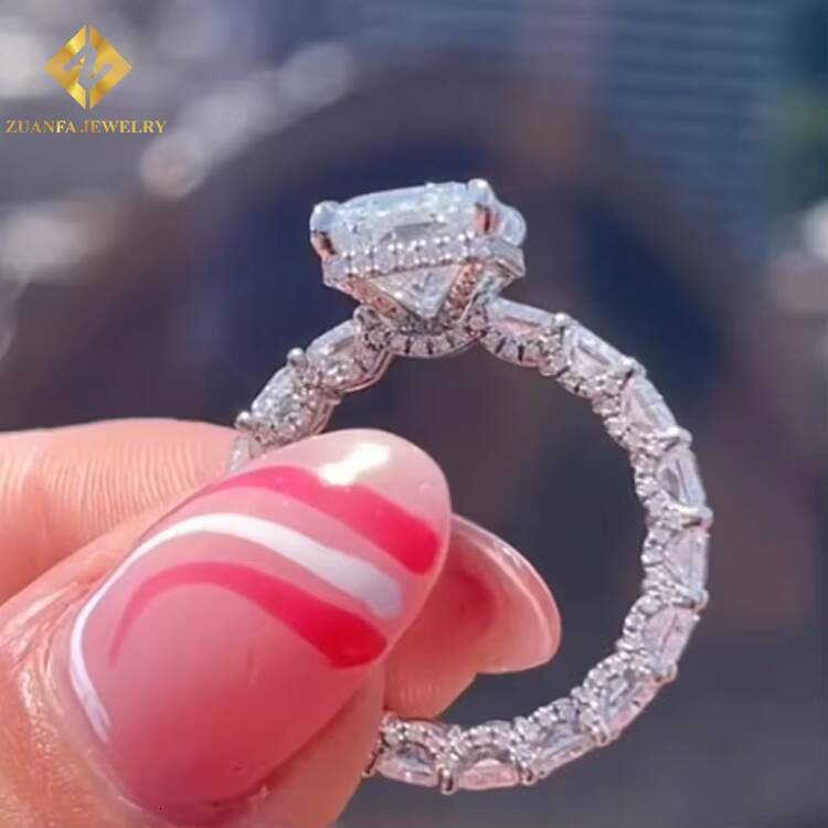 Luxury Engagement Ring Lab Diamond 10K Solid Gold Moissanite Wedding Band Fully Diamonds Custom Design Ring