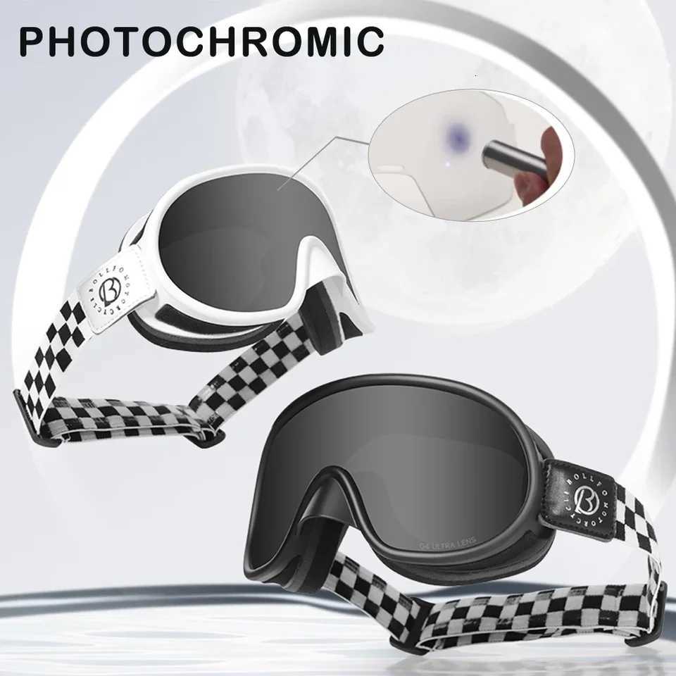 BOLLFO Photochromic Motorcycle Riding Glasses Anti-Fog UV Protection Cycling MX ATV MTB off Road Snowmobiling Motocross Eyewear S260304