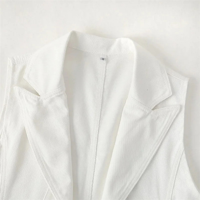 Womens Denim Vest Ladies White Jean Jacket Fashion Waistcoat Summer Coat Outwear S5XL 260306