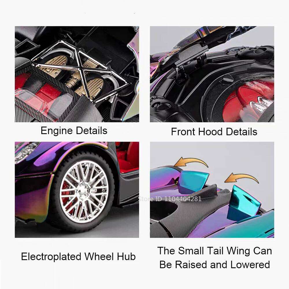 1:24 PAGANI Huayra Dinastia 720S Miniature Sportscar Model Diecast Alloy Toys Doors Opened Sound Light Pull Back Vehice Boy Gift Z260306